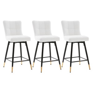 Bekrvio 26" Swivel Counter Height Bar Stools Set of 2,Modern Faux Leather Upholstered with Back,Counter Stool Chairs for Kitchen Island - 1 of 4