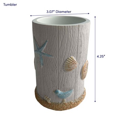 White Embossed Resin Nautical Bathroom Accessory Set, 4 Pieces