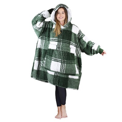 Catalonia Oversized Wearable Blanket Hoodied Sweatshirt for Woman Men, Cozy Fleece Faux Shearling Pullover, Warm Gift Wife, One Size Fits All