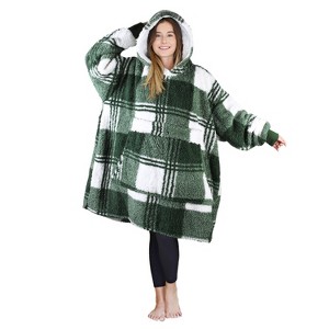 Catalonia Oversized Wearable Blanket Hoodied Sweatshirt for Woman Men, Cozy Fleece Faux Shearling Pullover, Warm Gift Wife, One Size Fits All - 1 of 4