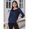 Allegra K Women's Work Office 3/4 Sleeve Boat Neck Houndstooth Printed Blouse - 2 of 4