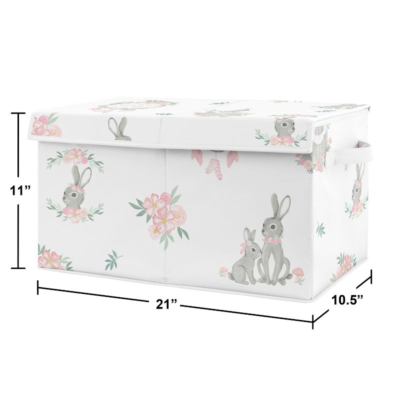 Sweet Jojo Designs Girl Fabric Storage Toy Bin Bunny Floral Pink and Grey, 4 of 6
