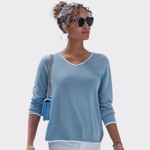 Women's Contrast Trim Sweater - LASCANA - 1 of 4