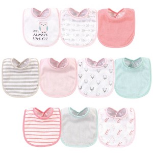 Hudson Baby Infant Girl Cotton and Polyester Bibs 10pk, Owl Always Love You, One Size - 1 of 4