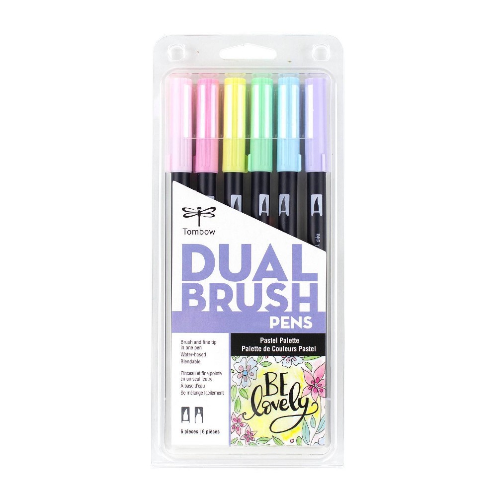 Photos - Accessory Tombow 6pk Dual Brush Pen Art Markers Pastel Palette - : Calligraphy & Brush Pens Set, Multicolored, Double Tip 