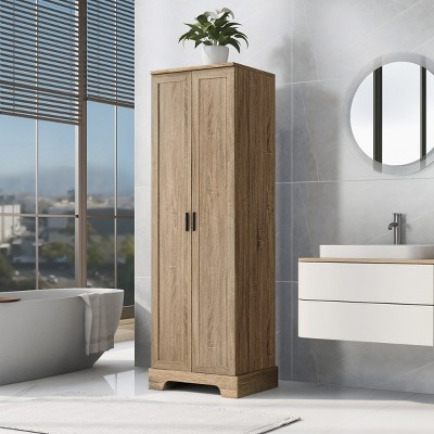 Tall Bathroom Storage Cabinet with Doors and Adjustable Shelves, Freestanding MDF Cabinet for Bathroom, Kitchen - Cuddlewood