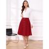 INSPIRE CHIC Women's A-Line Vintage High Waist Pleated Button Decor Midi Skirt - 4 of 4