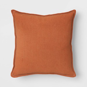 Square Linen Reversible Throw Pillow with Flange Contrast Neutral/Terracotta - Threshold™ - 1 of 4