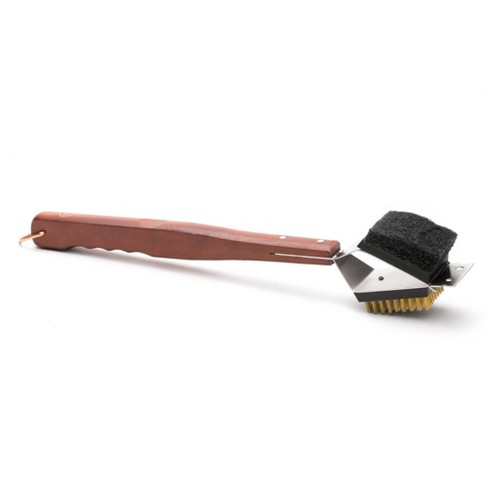 Barbecue Grill Brush and Scraper Extended, Large Wooden Handle and Stainless