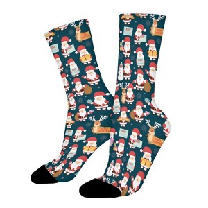 Christmas Santa Claus Pattern Women Printed Crew Socks Funny Funky Socks Soft Polyester Novelty Gifts for Artists Men - 1 of 1