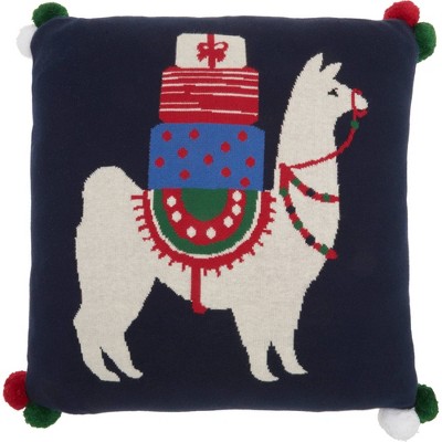 20"x20" Holiday Llama Throw Pillow Black - Mina Victory