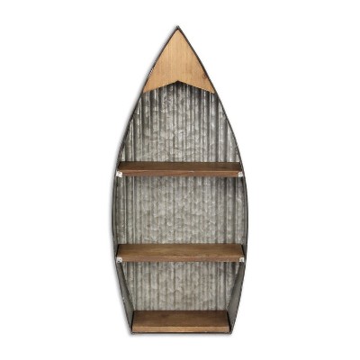 Cheung's Alessia Galvanized & Wood Hanging Boat Shelf