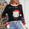 BLUEMING Womens Ugly Pullover Christmas Sweater Crew Neck Long Sleeve Better Not Pout Cat Sequin Sweater Shirt - 4 of 4
