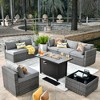 Ovios Venice 8pc Wicker Outdoor Patio Furniture Set Conversation Sofa with a Metal Fire Pit and Cushions - 3 of 4