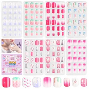 Saviland Kids Press-On Nails Set: 168pcs Glitter Gradient Short Tips - Safe Non-Toxic - 1 of 4