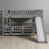 Full Over Full Bunk Bed with Slide, Convertible Ladder, Playhouse Fence and Open Bottom Area, Kids Wooden Bunk Frame - 2 of 4