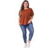 Agnes Orinda Women's Plus Size Puff Short Sleeve Crew Neck Pleated Tunic Blouses - 3 of 4