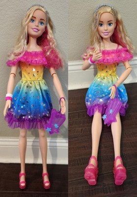 Barbie 28" Large Doll With Blond Hair And Rainbow Dress : Target