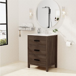 Hyleory KD Freestanding Bathroom Vanity with Resin Single Sink, 24" and 36" available - 1 of 4