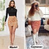EXLURA 2025 Women's Bodycon Ruched Tulip Mini Skirt Elastic High Waist Asymmetrical Short Skirt - 3 of 4