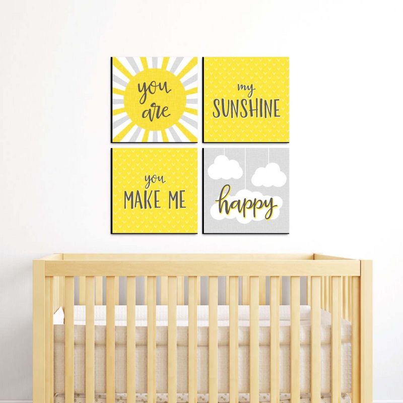 Big Dot of Happiness You are My Sunshine - Kids Room, Nursery Decor and Home Decor - 11 x 11 inches Kids Wall Art - Set of 4 Prints, 2 of 9