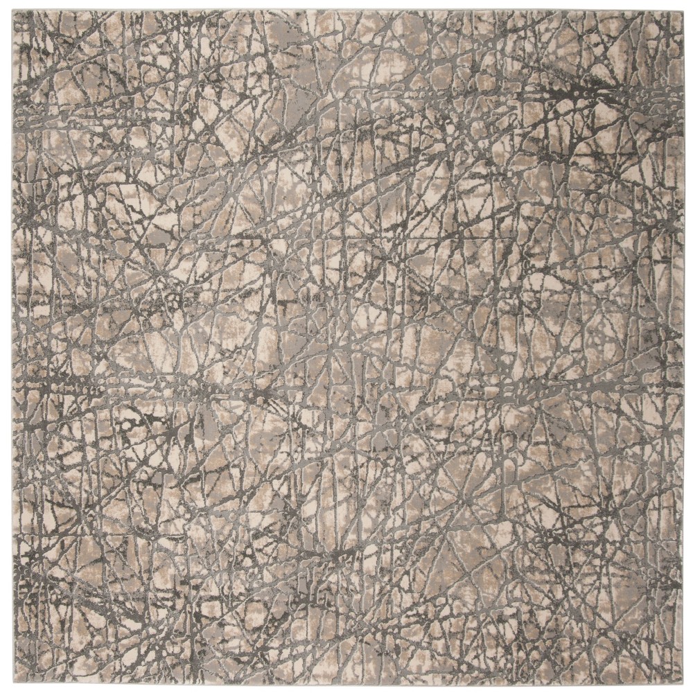 7'x7' Solid Square Area Rug Beige/Gray - Safavieh