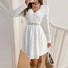 Women's Party Lace Mini Dress Long Sleeve V Neck Eyelet Embroidery Evening Dress - 2 of 4
