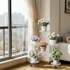Artloge 6 Flower Pots Metal Display Rack White Plant Stand Garden Decor Shelf with Rolling Wheels for Balcony Decor - 4 of 4