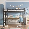 Okak Metal Loft Bed with L-Shaped Desk, No Box Spring Needed Design Twin Bed with Safety Guard and Ladder, Bed Frames for Living Room, Bedroom, Black - 4 of 4