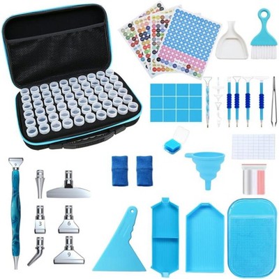 Diamond Art Storage Bag- 60-Slot Kit w/ 60 Cans, Funnel & Label - Multipurpose for Diamond Art Accessories, Jewelry Beads
