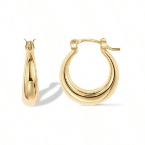 Sterling Silver Oval Hoop Earrings for Women Fashionable, Simple and Trendy Styles, Low Allergy - 1 of 4