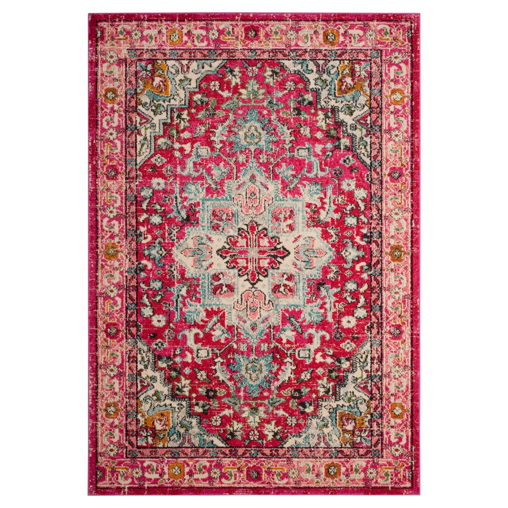 Fuchsia Floral Loomed Area Rug 5'1inx7'7in - Safavieh