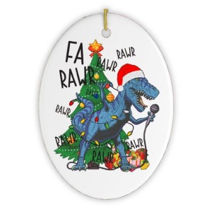 Karaoke Dinosaur T-Rex Funny Christmas Ornament| OrnamentallyYou - 1 of 4
