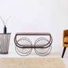 Vintiquewise Industrial Wagon Style Console Table Rustic Wood Top Large Spoke Metal Wheels & Lower Storage Shelf Vintage Accent Display Table - 2 of 4