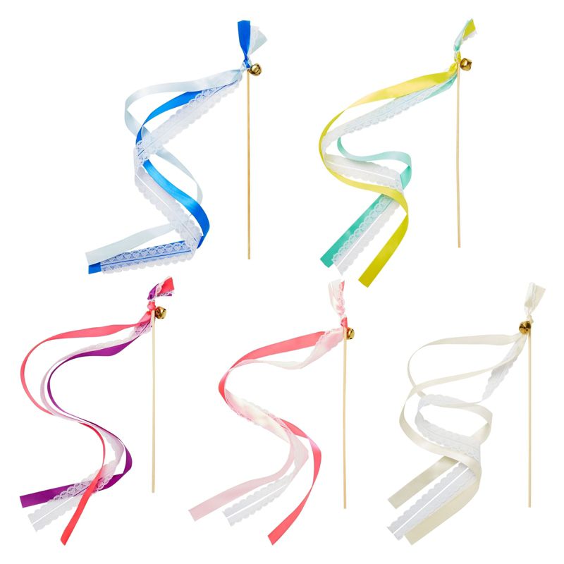 Sparkle and Bash 50 Pack Multicolored Ribbon Wand with Bells, Streamers for Wedding Send Off, Party Favors, 24 in, 5 of 9