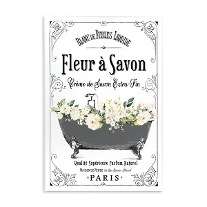 Stupell Industries Fleur a Savon Vintage Parisian Bathroom Floral Tub, 13" x 19" - 1 of 4