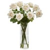 Nearly Natural Rose Artificial Arrangement in Cylinder Vase, Champagne - image 2 of 4