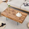 Modern Coffee Table Center Table Sofa Table Side Table Cocktail Table with Tempered Glass Legs, Rectangle/Square, Walnut/Natural-ModernLuxe - 3 of 4