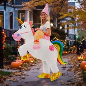 Joyfy Adult Halloween Unicorn Inflatable Costume Funny Ride-On Unicorn Inflatable Costume for Adults - 1 of 4