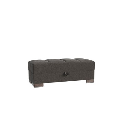 HomeRoots 50" Gray and Brown Chenille Tufted Storage Ottoman