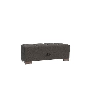 HomeRoots 50" Gray and Brown Chenille Tufted Storage Ottoman - 1 of 4