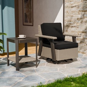 EAGLE PEAK Classic 2-Piece Patio Bistro Set with Swivel Rocker Chair and Side Table, 360° Swivel Wicker Outdoor Furniture - 1 of 4