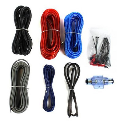 8-Gauge Complete Car Amplifier Installation Wiring Kit with Power and Speaker Cables