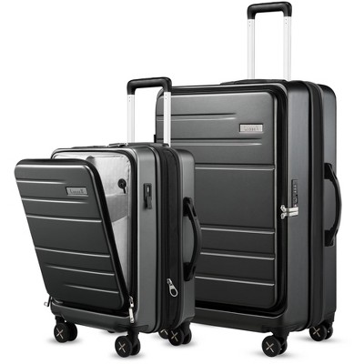 LUGGEX Luggage Sets 2 Pieces, Expandable 20 Inch Carry On Luggage and 28 Inch Checked Suitcase, Set of 2(20/28), Charcoal Metallic