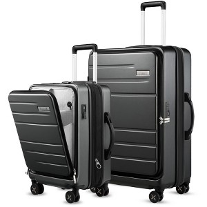 LUGGEX Luggage Sets 2 Pieces, Expandable 20 Inch Carry On Luggage and 28 Inch Checked Suitcase, Set of 2(20/28), Charcoal Metallic - 1 of 4