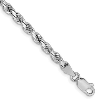 Black Bow Jewelry 3.75mm 14K White Gold Diamond Cut Solid Rope Chain Bracelet