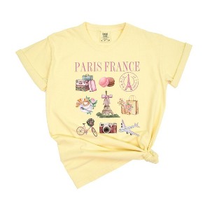 Simply Sage Market Women's Coquette Paris Collage Short Sleeve Garment Dyed Tee - 1 of 2