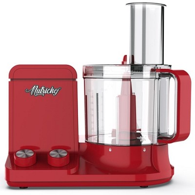 NutriChef Multifunction Food Processor-Includes 6 Attachment Blades, Up to 2L Capacity (Red)