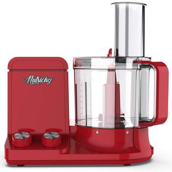 NutriChef Multifunction Food Processor-Includes 6 Attachment Blades, Up to 2L Capacity (Red)