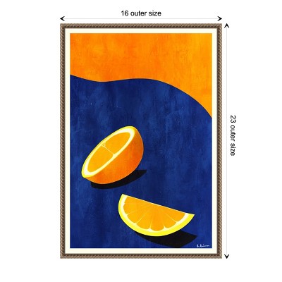Vibrant Orange and Blue Abstract Canvas Wall Art with Beaded Frame